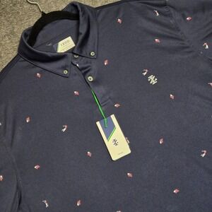 Izod Golf Men's Performance Polo Golfer All Over Print Navy Blue Sz XL NWT